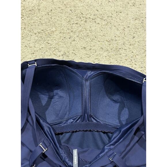 LANDS END 14 Swimsuit Top Tankini Ruched Wireless Slimming NAVY BLUE J24 - Picture 3 of 4